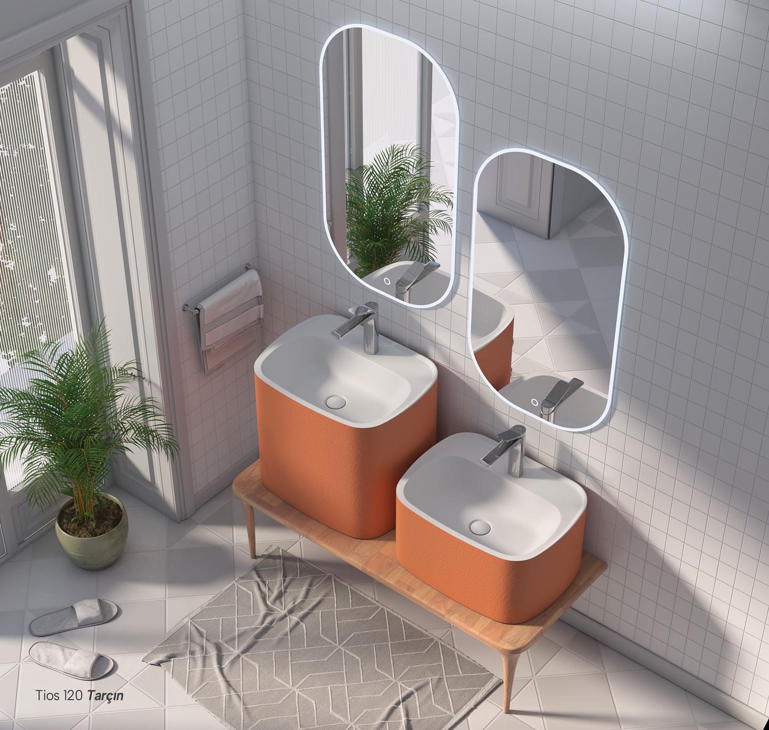 TİOS 120 CM ÖZEL TASARIM RENKLİ ÇİFT LAVABO