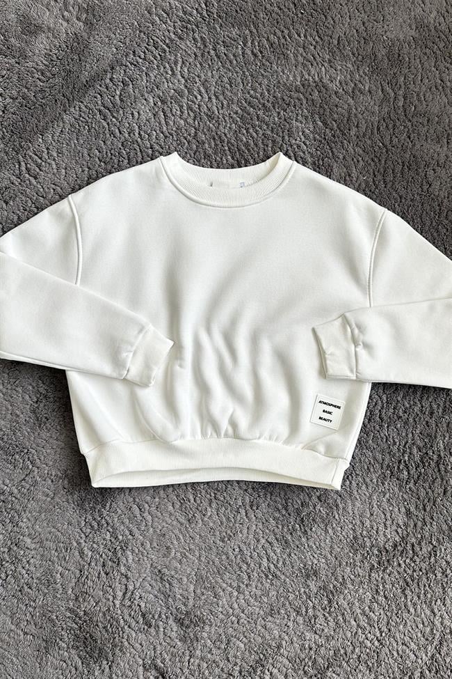Kadın Atmosphere Basic Beauty Yazılı Sweatshirt - BEYAZ