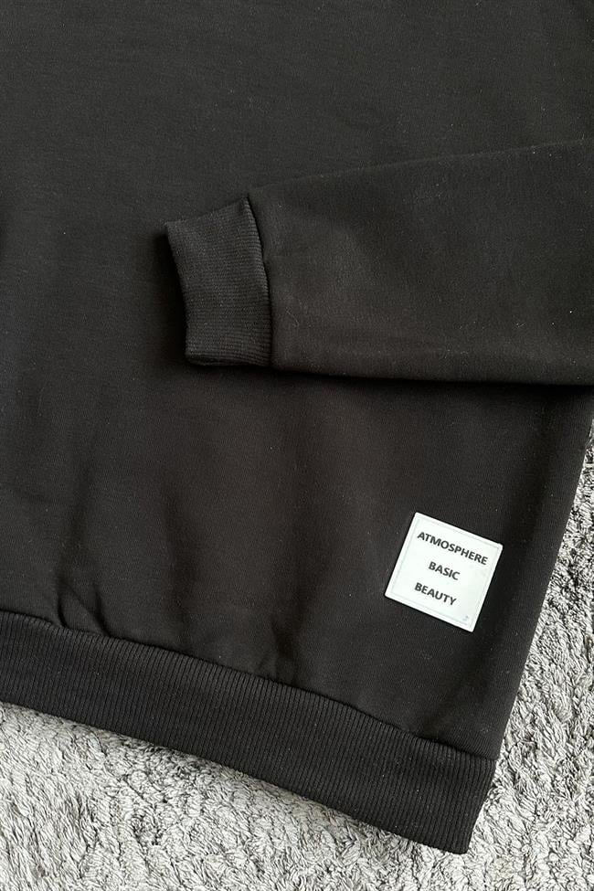 Kadın Atmosphere Basic Beauty Yazılı Sweatshirt - SİYAH
