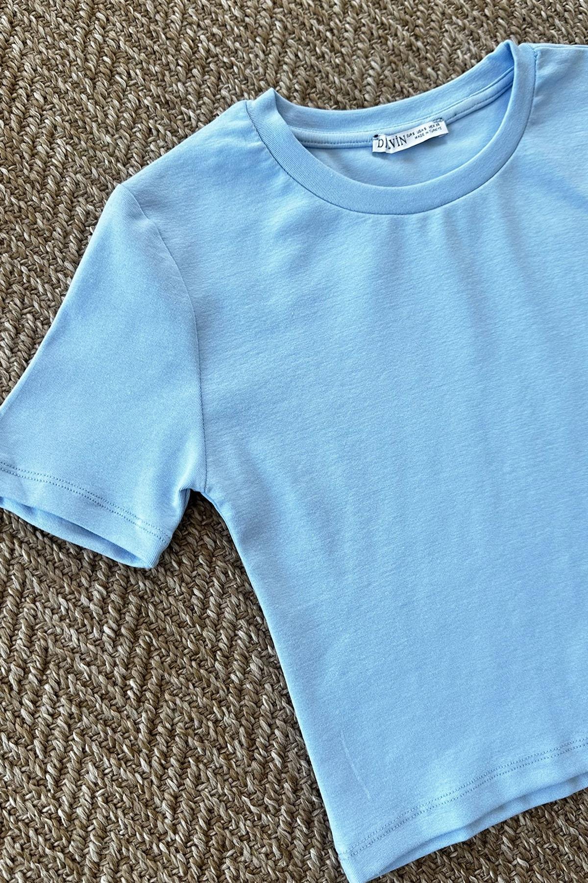 Kadın Crop Tshirt - AÇIK MAVİ