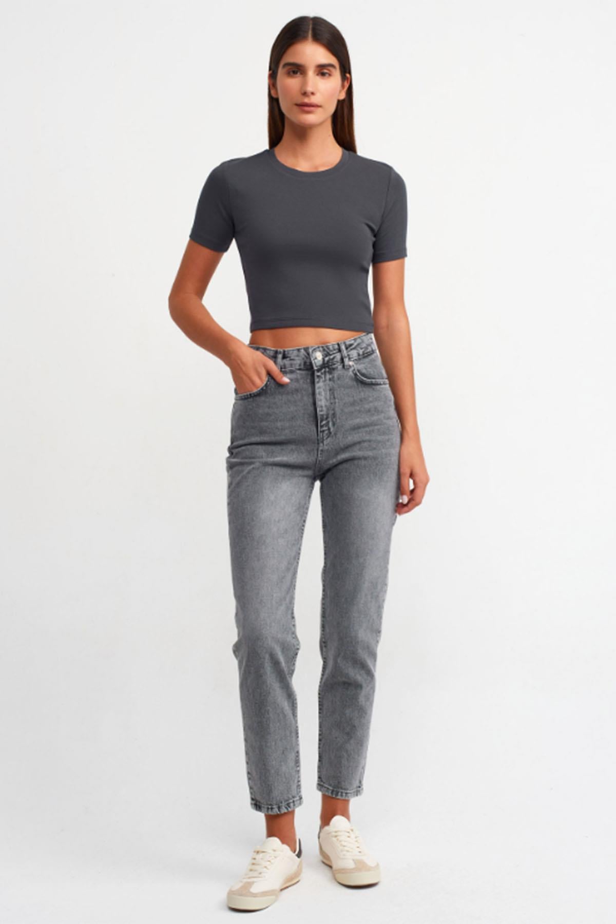 Kadın Crop Tshirt - ANTRESİT