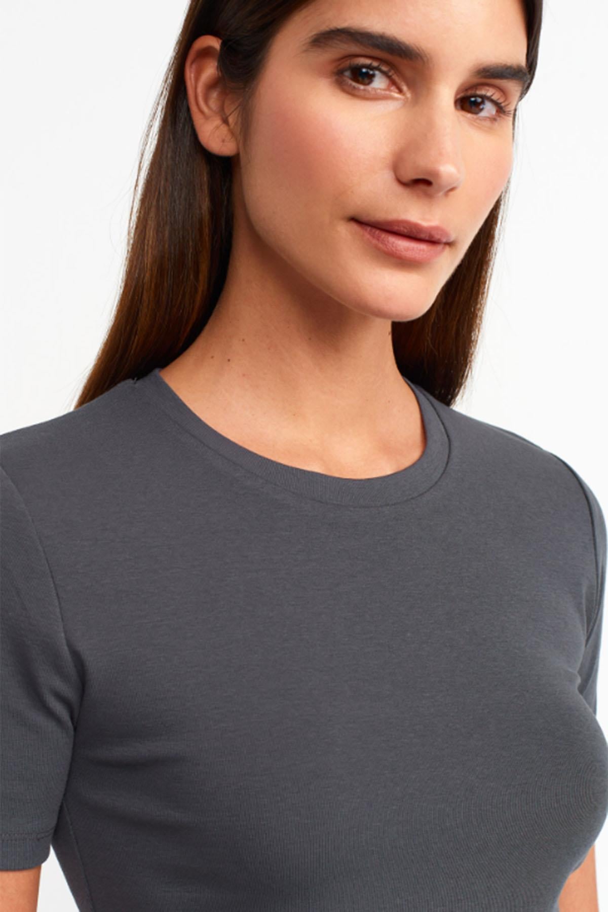 Kadın Crop Tshirt - ANTRESİT
