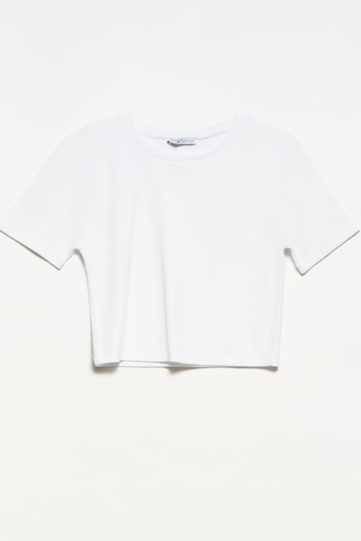Kadın Crop Tshirt - BEYAZ