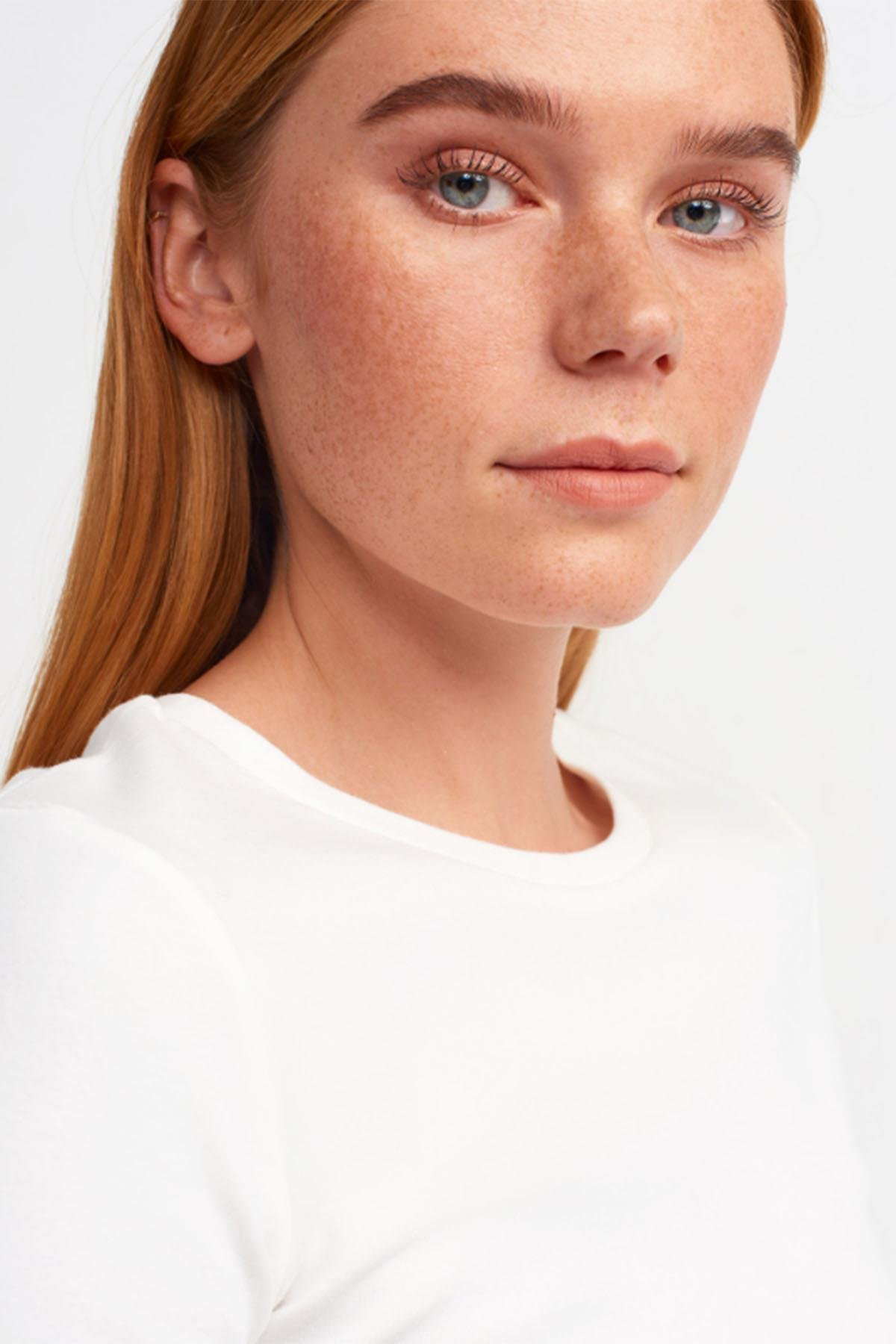 Kadın Crop Tshirt - EKRU