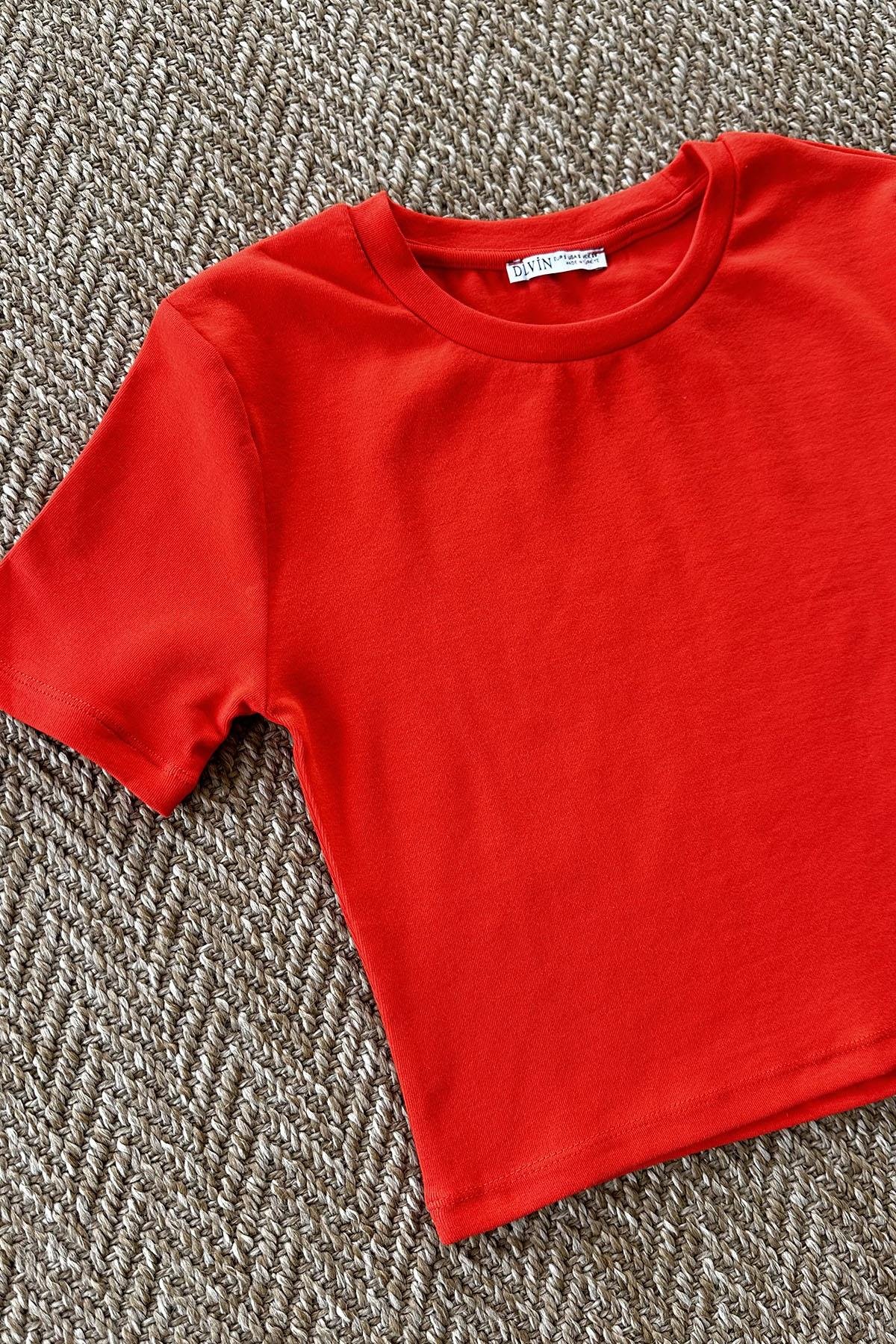 Kadın Crop Tshirt - KIRMIZI