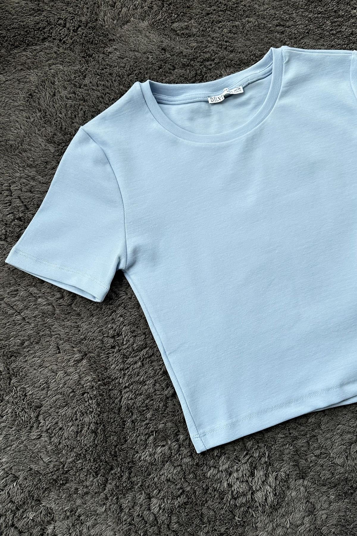 Kadın Crop Tshirt - MAVİ