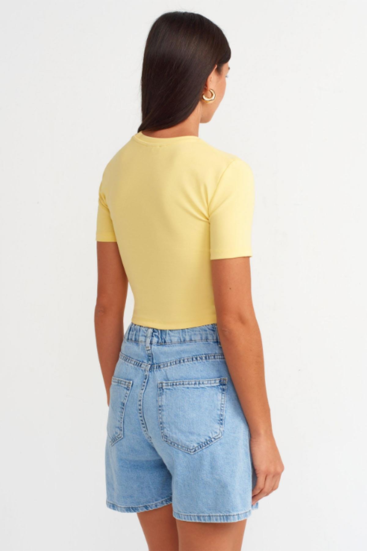 Kadın Crop Tshirt - SARI