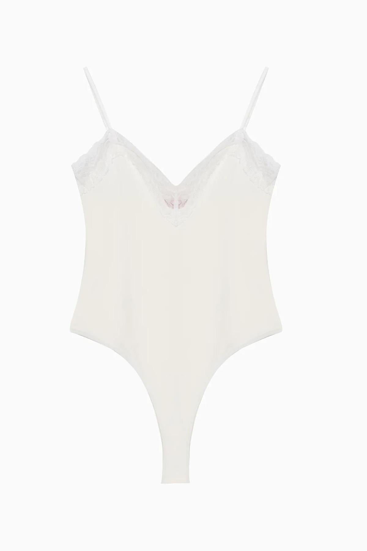 Kadın Dantelli Bodysuit - EKRU