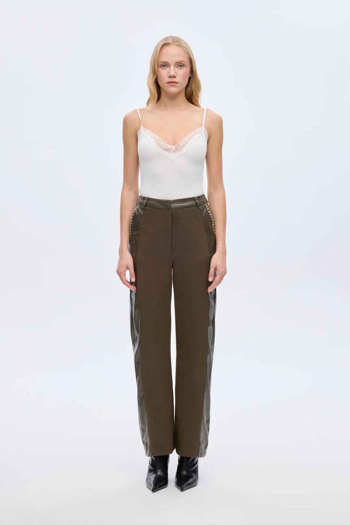 Kadın Dantelli Bodysuit - EKRU