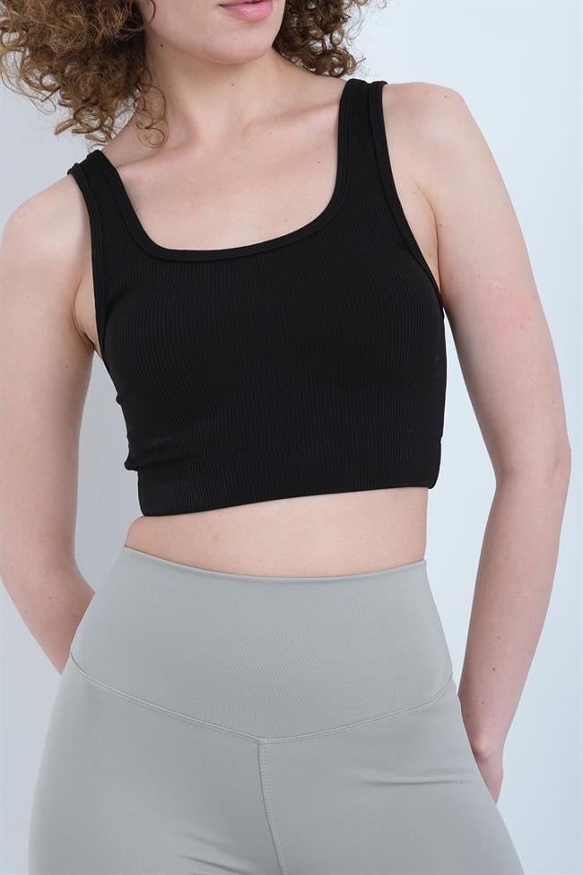 Kadın Fitilli Kalın Askılı Bralet Büstiyer - SİYAH