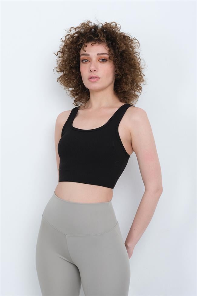 Kadın Fitilli Kalın Askılı Bralet Büstiyer - SİYAH