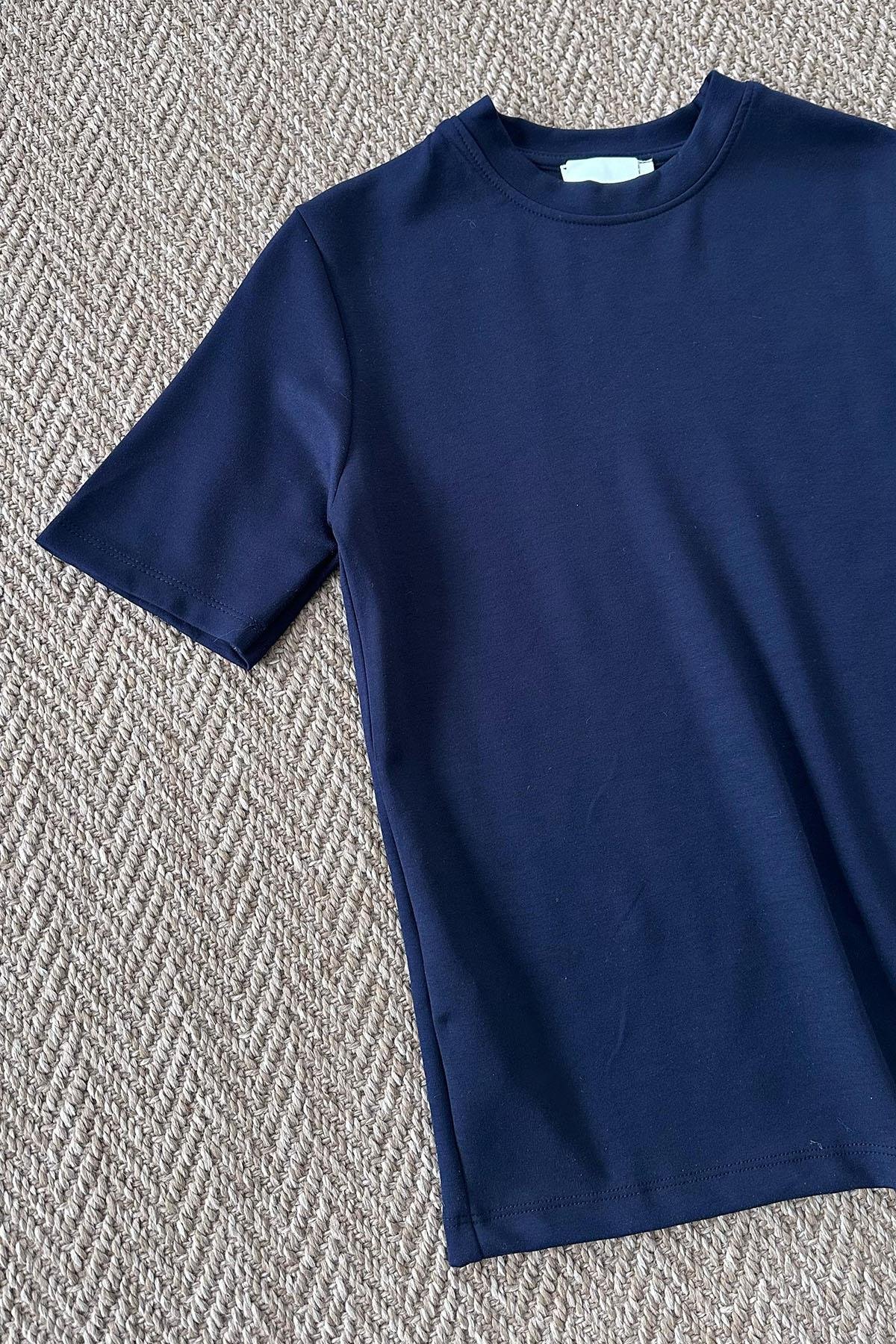 Kadın Modal Kumaş Basic Tshirt - LACİVERT