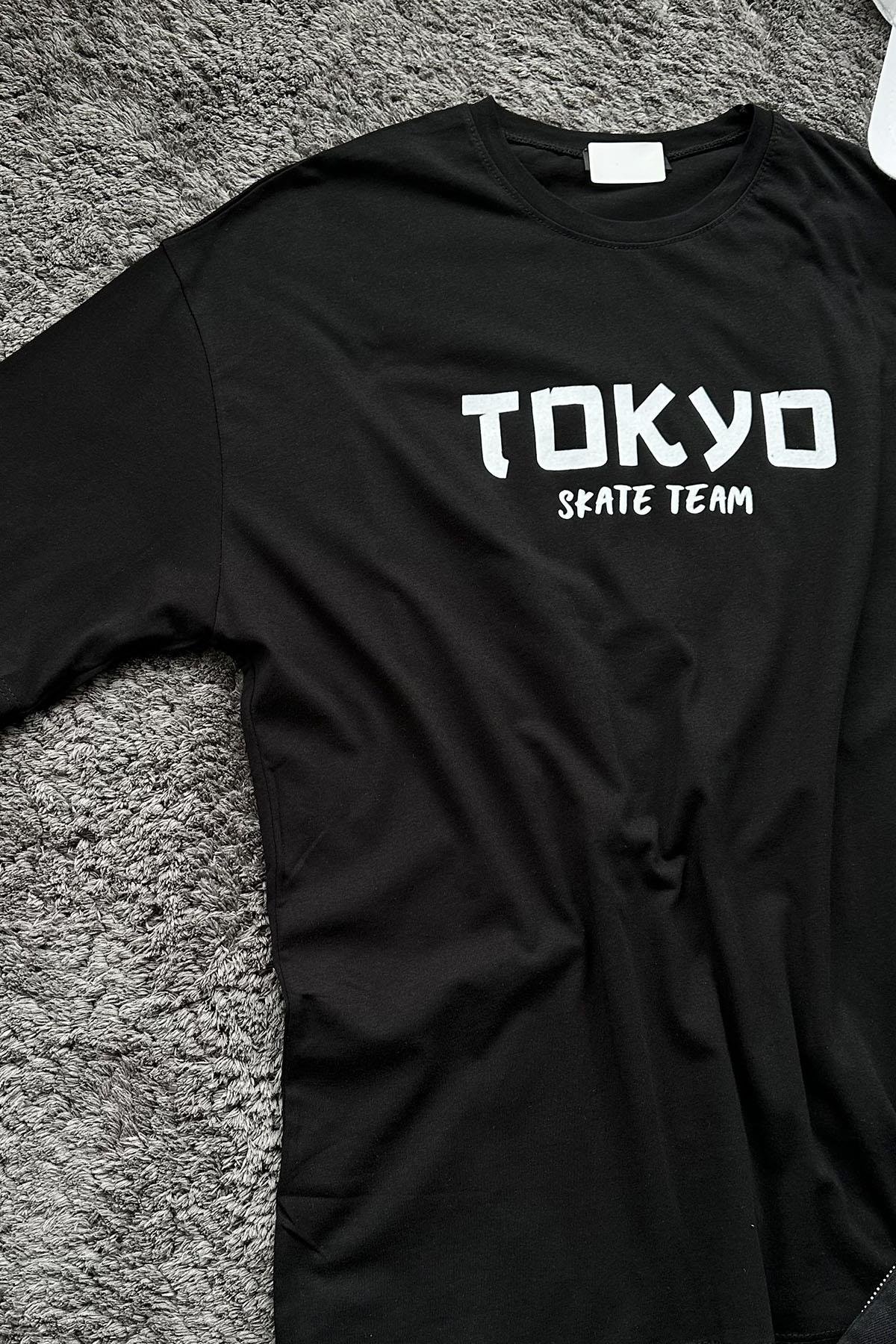 Kadın Tokyo Baskılı Tshirt - SİYAH