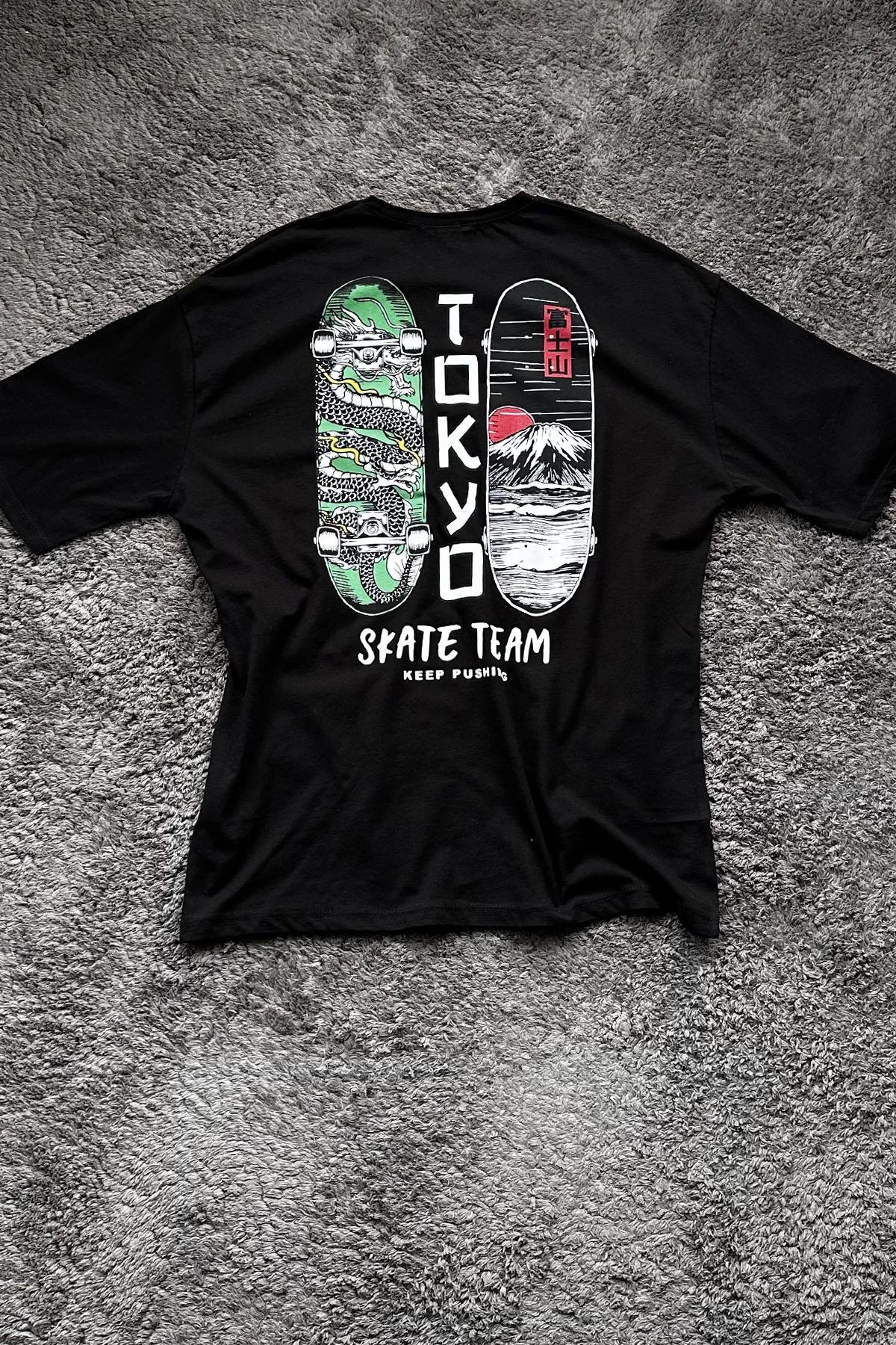 Kadın Tokyo Baskılı Tshirt - SİYAH
