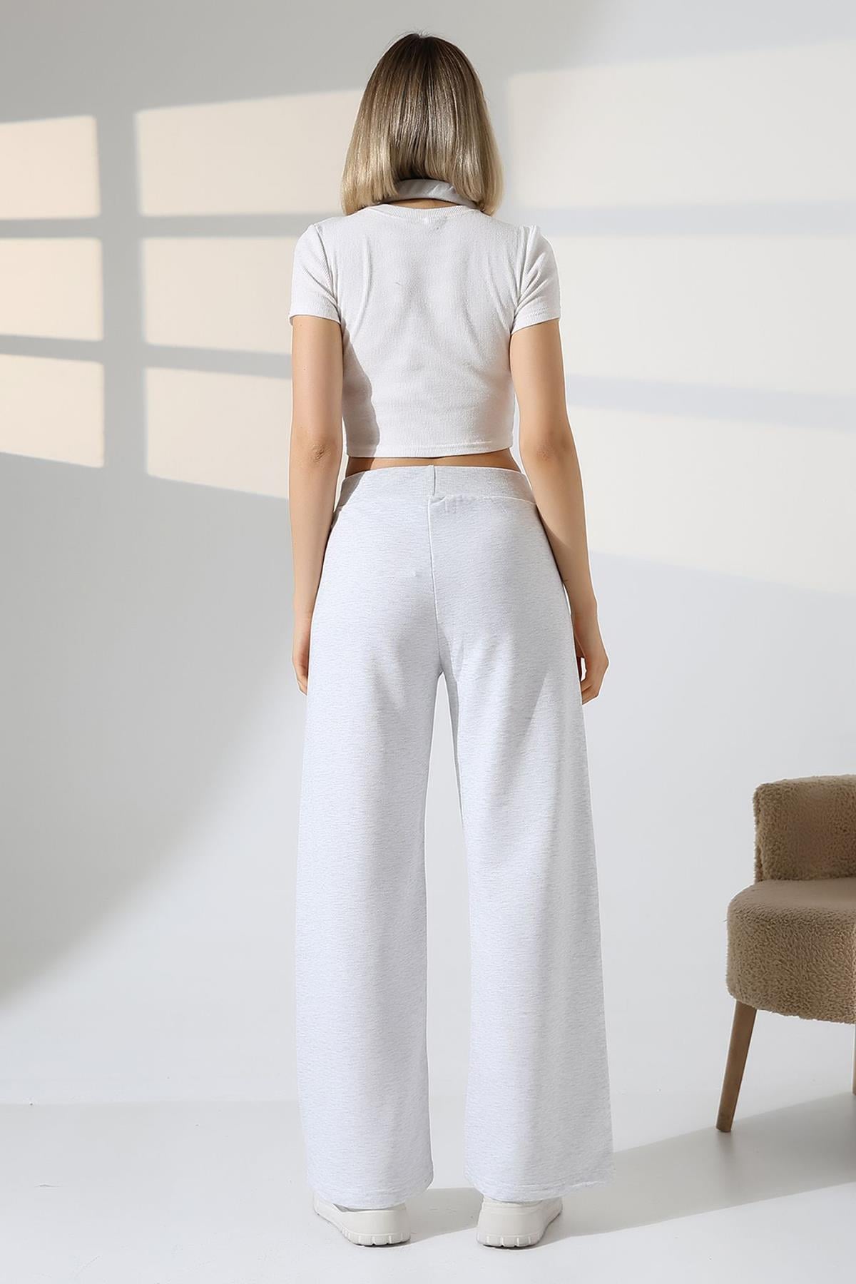 Kadın Üç İplik Şardonsuz Kemeri Kaşkorse Eşofman - KARMELAJ