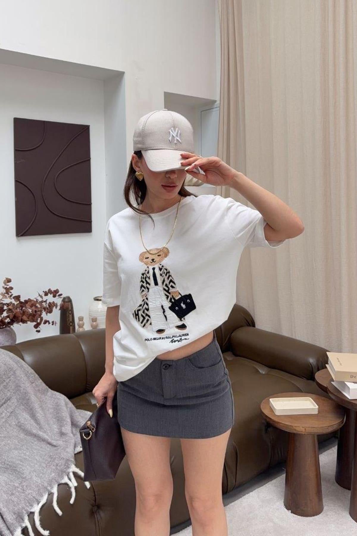 Kayon Teddy Ayıcık Nakışkı Tshirt - EKRU