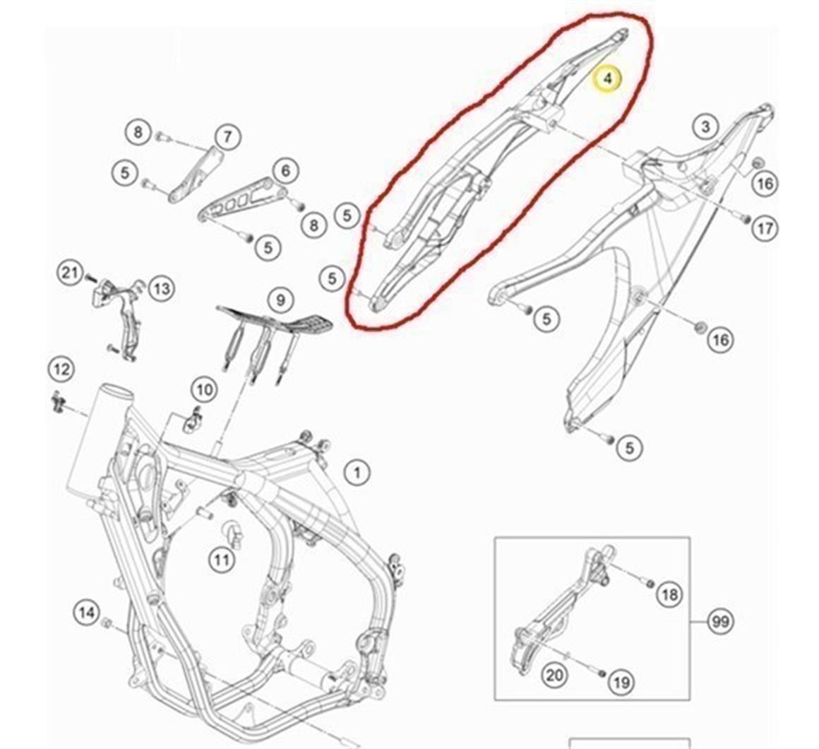  Husqvarna FE TE Modeller Arka Kuyruk Şase sağ 2020
