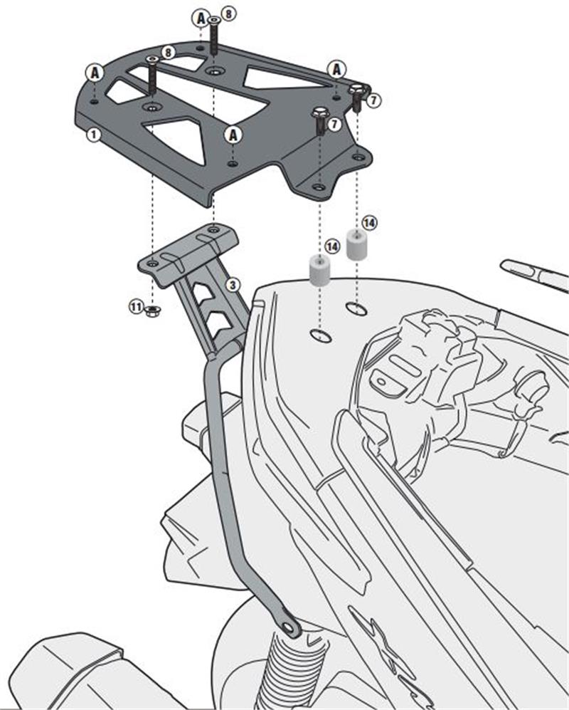 GİVİ SR2117 YAMAHA X-MAX 125-250 (14) ARKA ÇANTA DEMİRİ