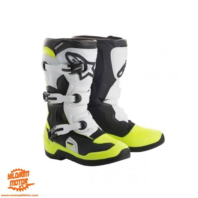ALPINESTARS TECH 3S ÇOCUK BOT SİYAH BEYAZ SARI