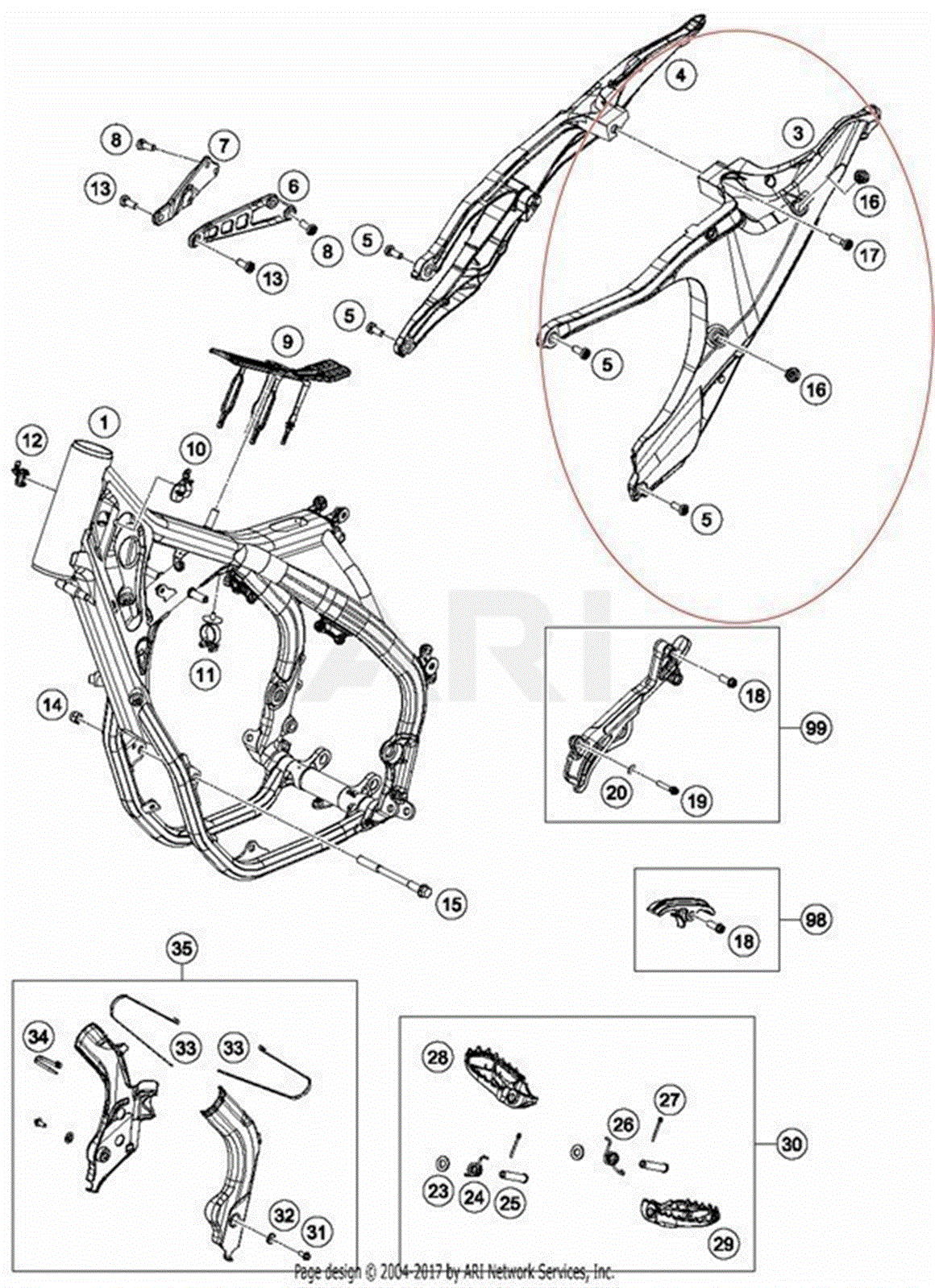 HUSQVARNA FE TE MODELLER ARKA KUYRUK ŞASE SOL 