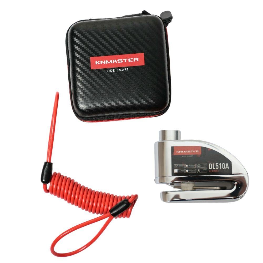 KNMASTER DL510A 10mm Alarmlı Disk Kilidi | Hatırlatma Kablosu ve Taşıma Çantası Hediye