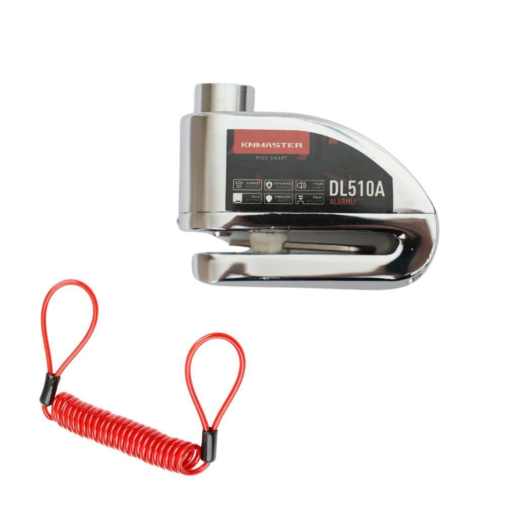 KNMASTER DL510A 10mm Alarmlı Disk Kilidi | Hatırlatma Kablosu ve Taşıma Çantası Hediye