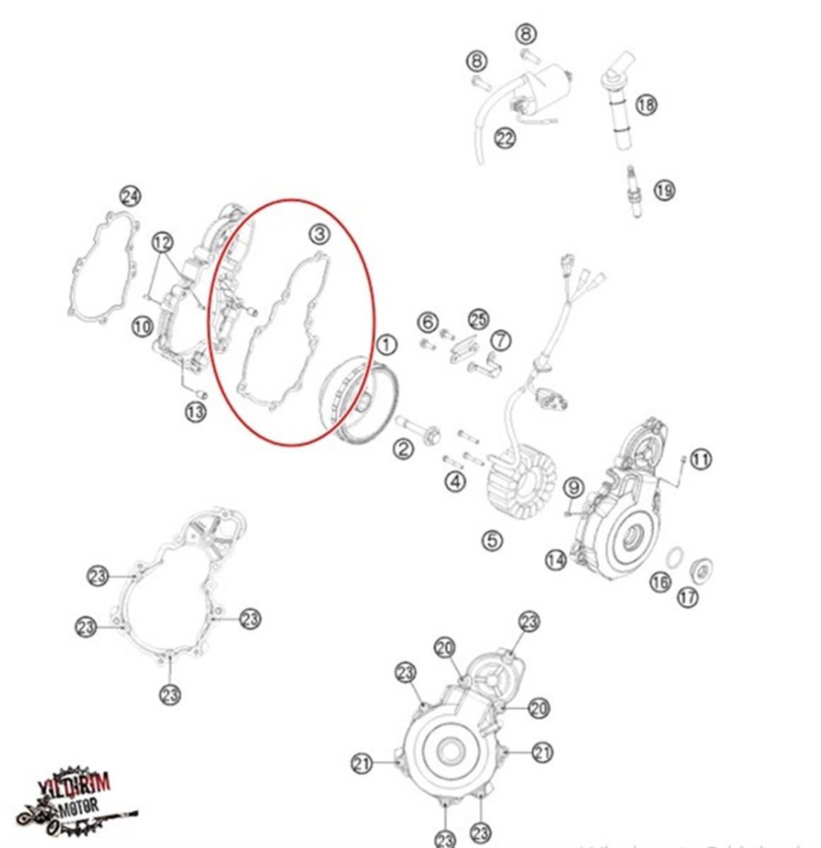 KTM 250 350 EXC-F Modeller Statör Kapak Contası 12-17