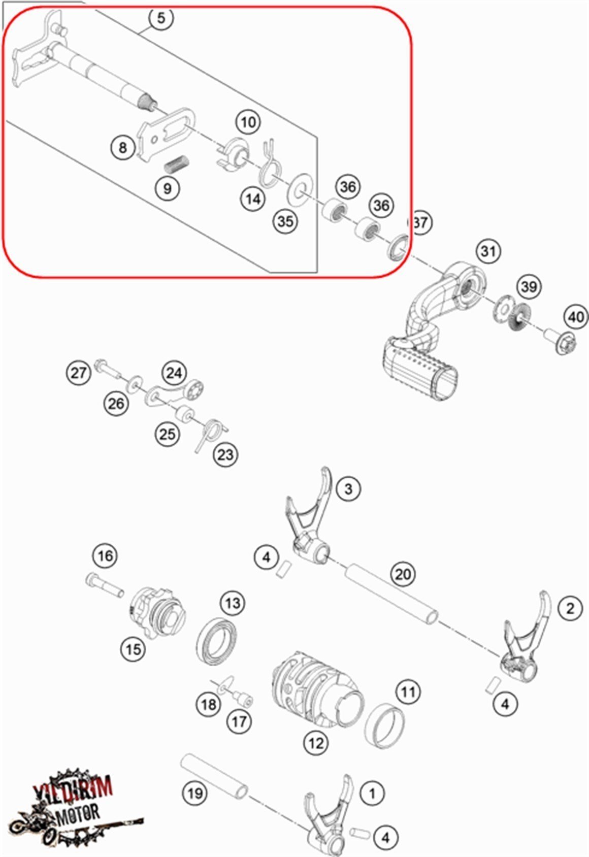 KTM 250/300 EXC VİTES MİLİ 20-23