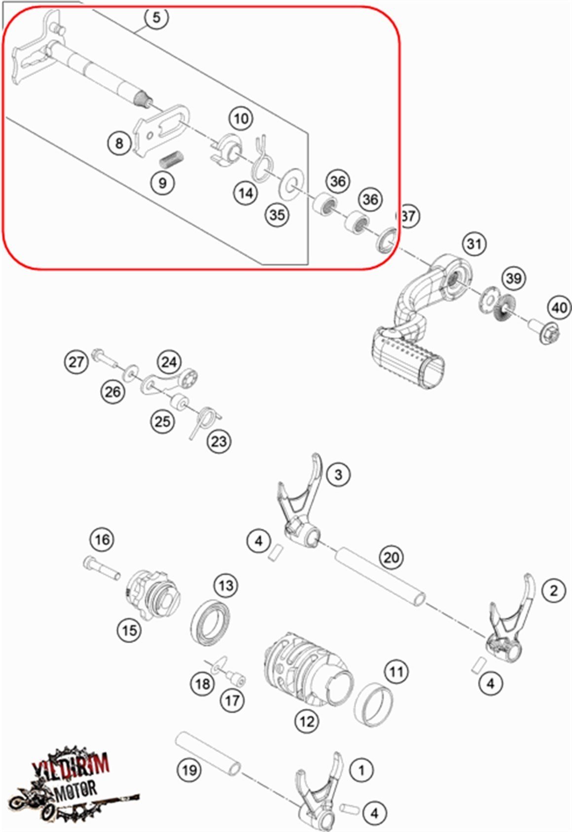 KTM 250/300 EXC VİTES MİLİ 20-23