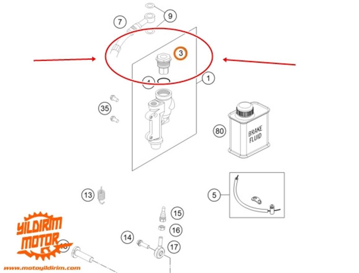 KTM EXC/EXC-F ARKA FREN MERKEZ KAPAK