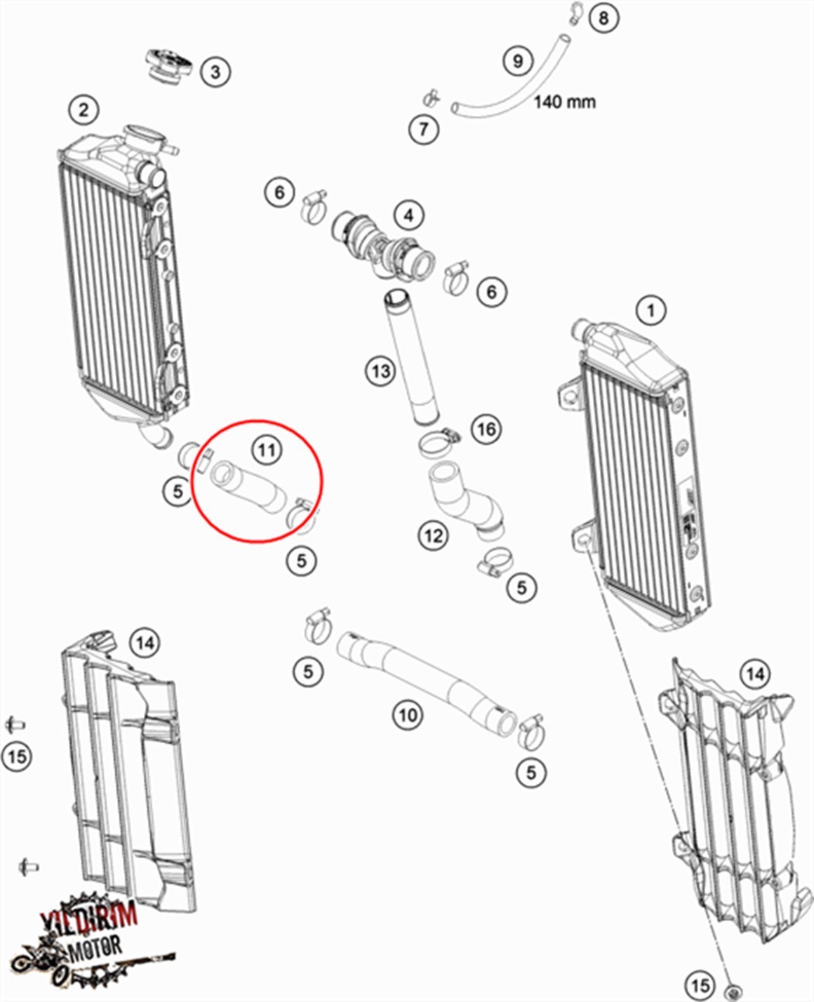 KTM EXC/EXC-F MODELLER RADYATÖR BORUSU 19-22