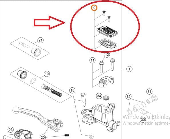 KTM EXC/EXC-F ÖN FREN ÜST MERKEZ KAPAĞI 2024