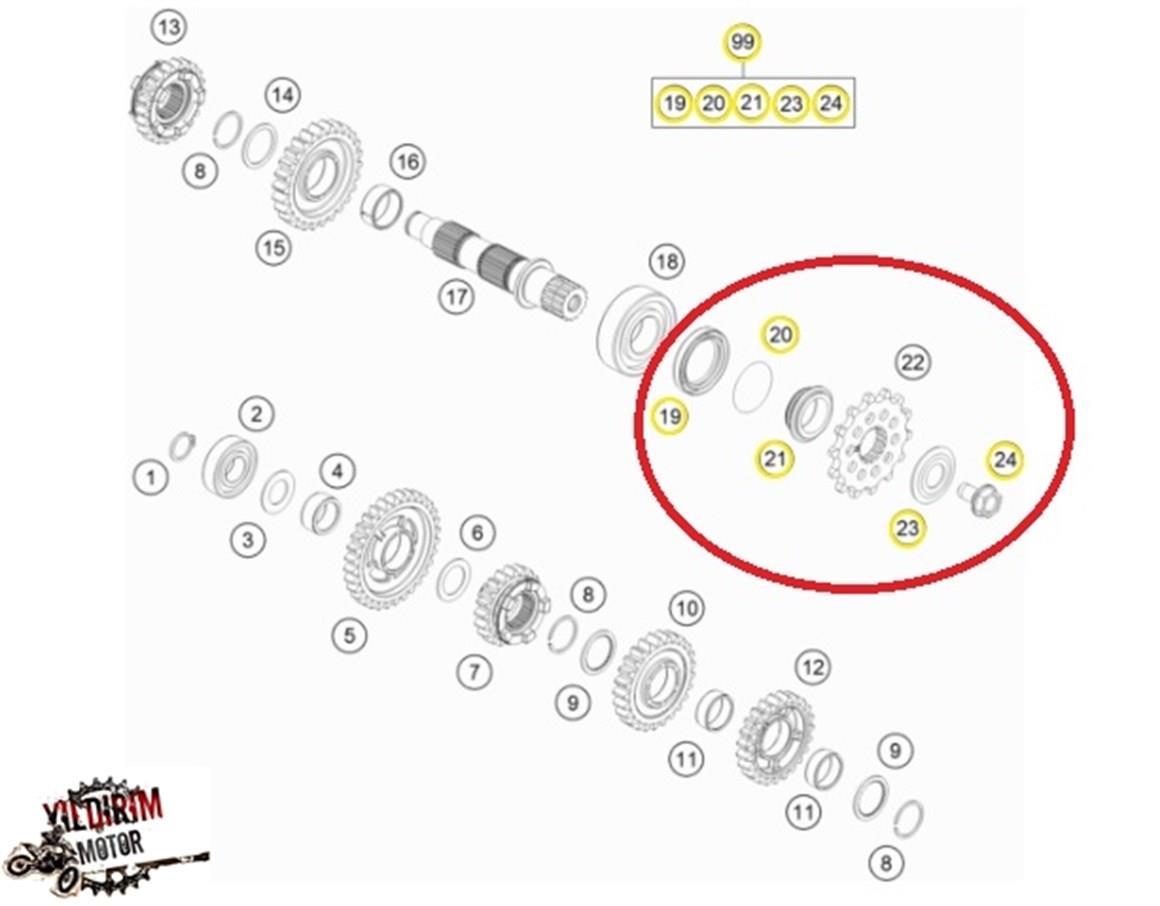KTM VE HUSQVARNA 2T 250/300 ÖN DİŞLİ TAMİR TAKIMI