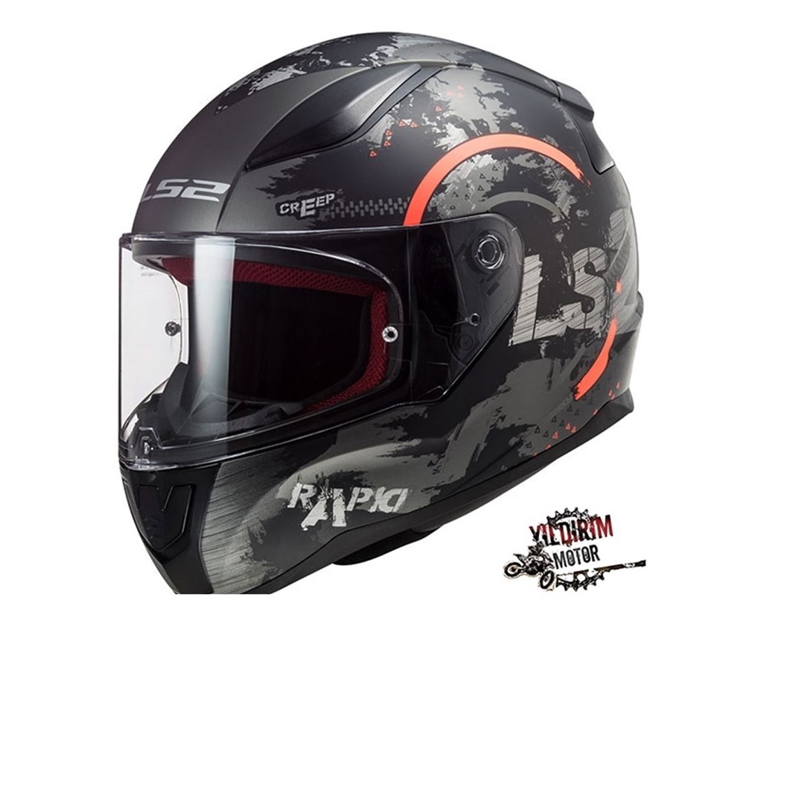 LS2 RAPID CIRCLE MAT TITANIUM-TURUNCU KASK