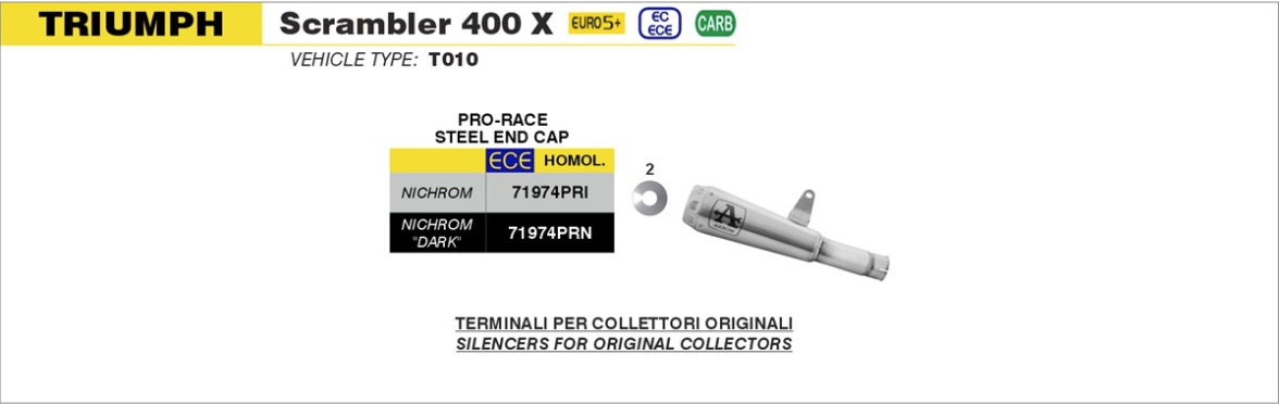 TRIUMPH SCRAMBLER 400X 24-25 ARROW EGZOZ
