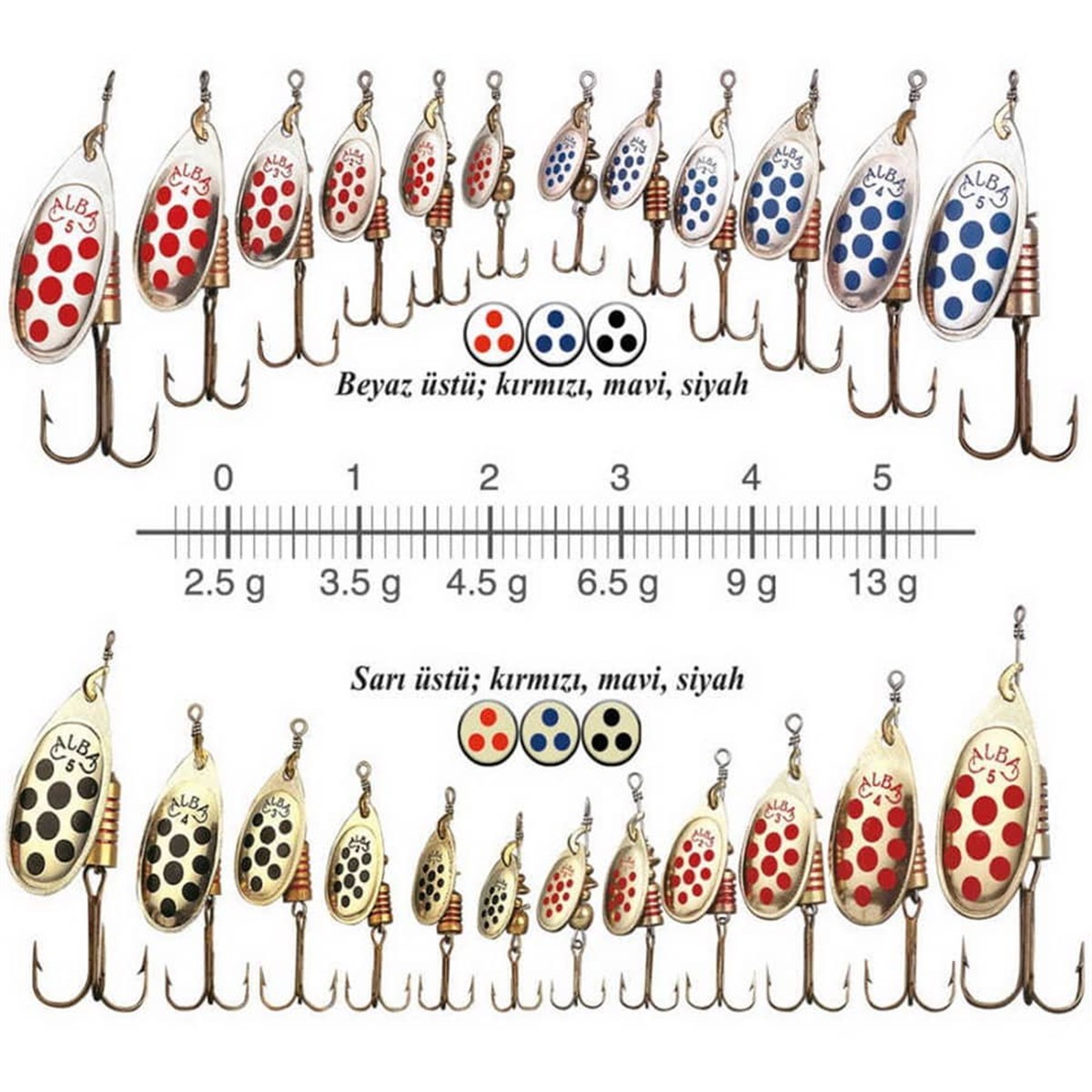 AlbaStar 202 Rems Döner Olta Kaşığı Beyaz 3,5 Gr ( No: 1 )