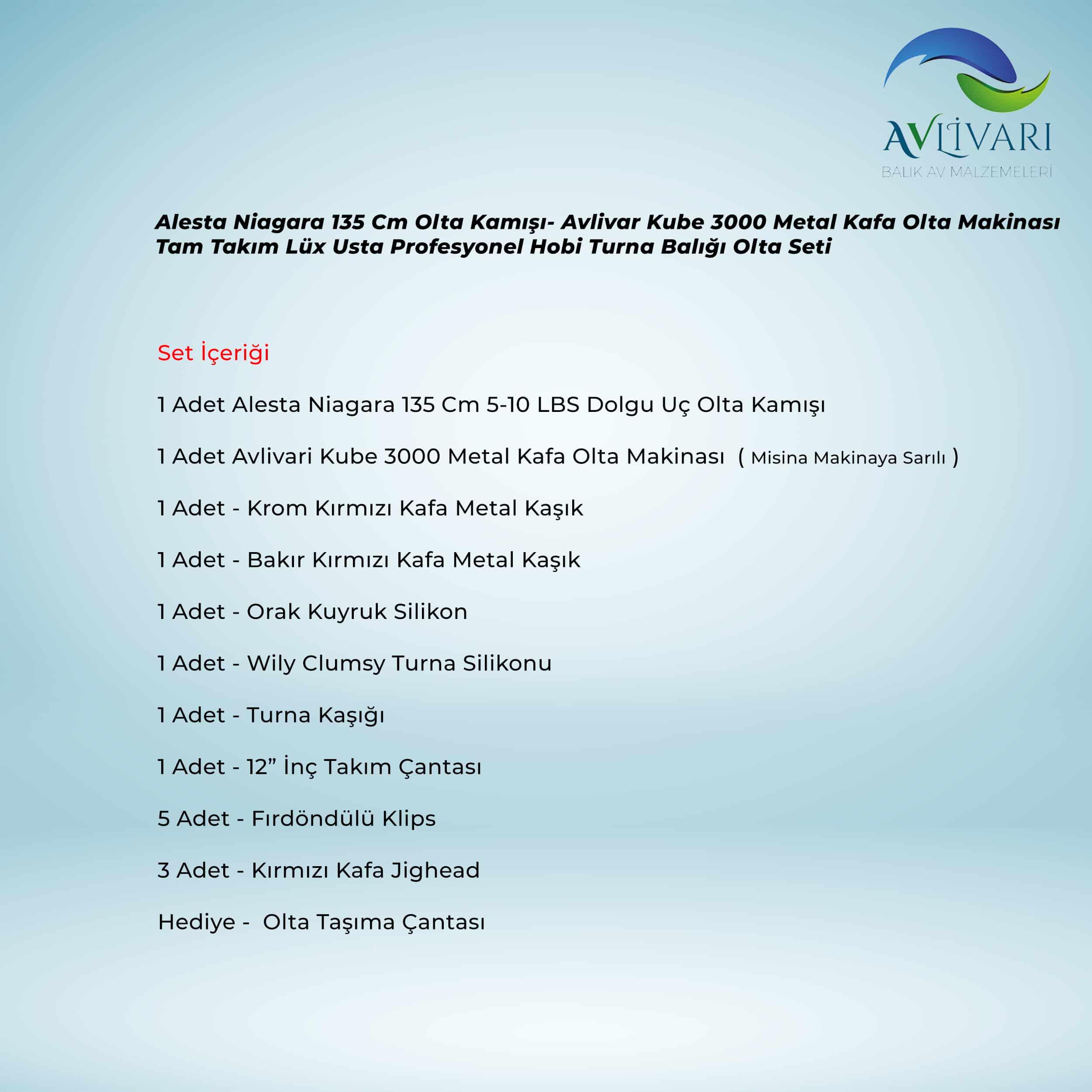 Alesta Niagara 135 Cm Olta Kamışı- Avlivar Kube 3000 Metal Kafa Olta Makinası Tam Takım Lüx Usta Profesyonel Hobi Turna Balığı Olta Seti