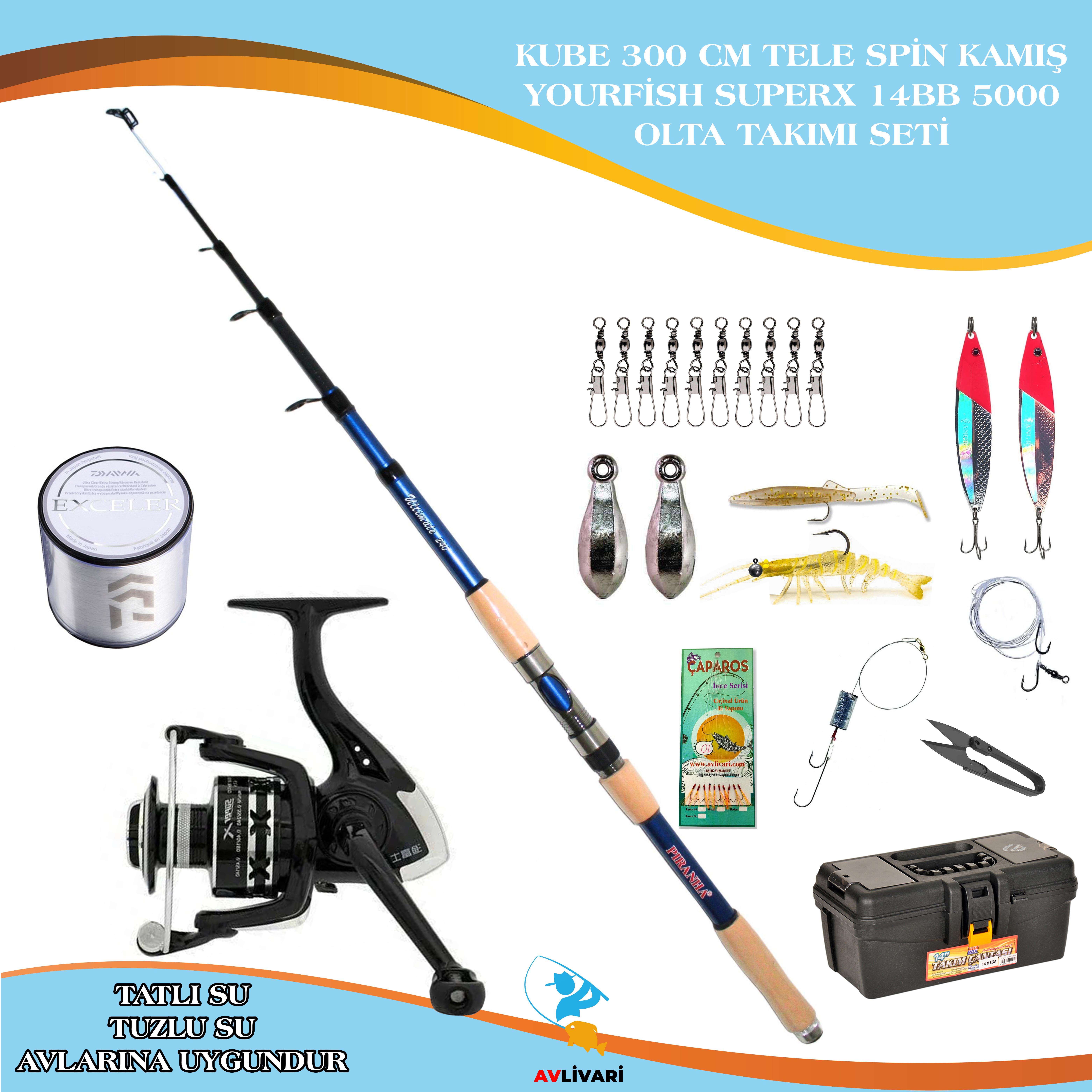 Avlivari Kube Ultimate 300 Cm 50-100 - Avlivari Kube Ultimate 300 Cm 50-100 Avlivari Yourfish Superx 14BB 5000 Olta Makinası  Tam Takım Lüx Usta Profesyonel Hobi Göl ve Deniz Olta Seti