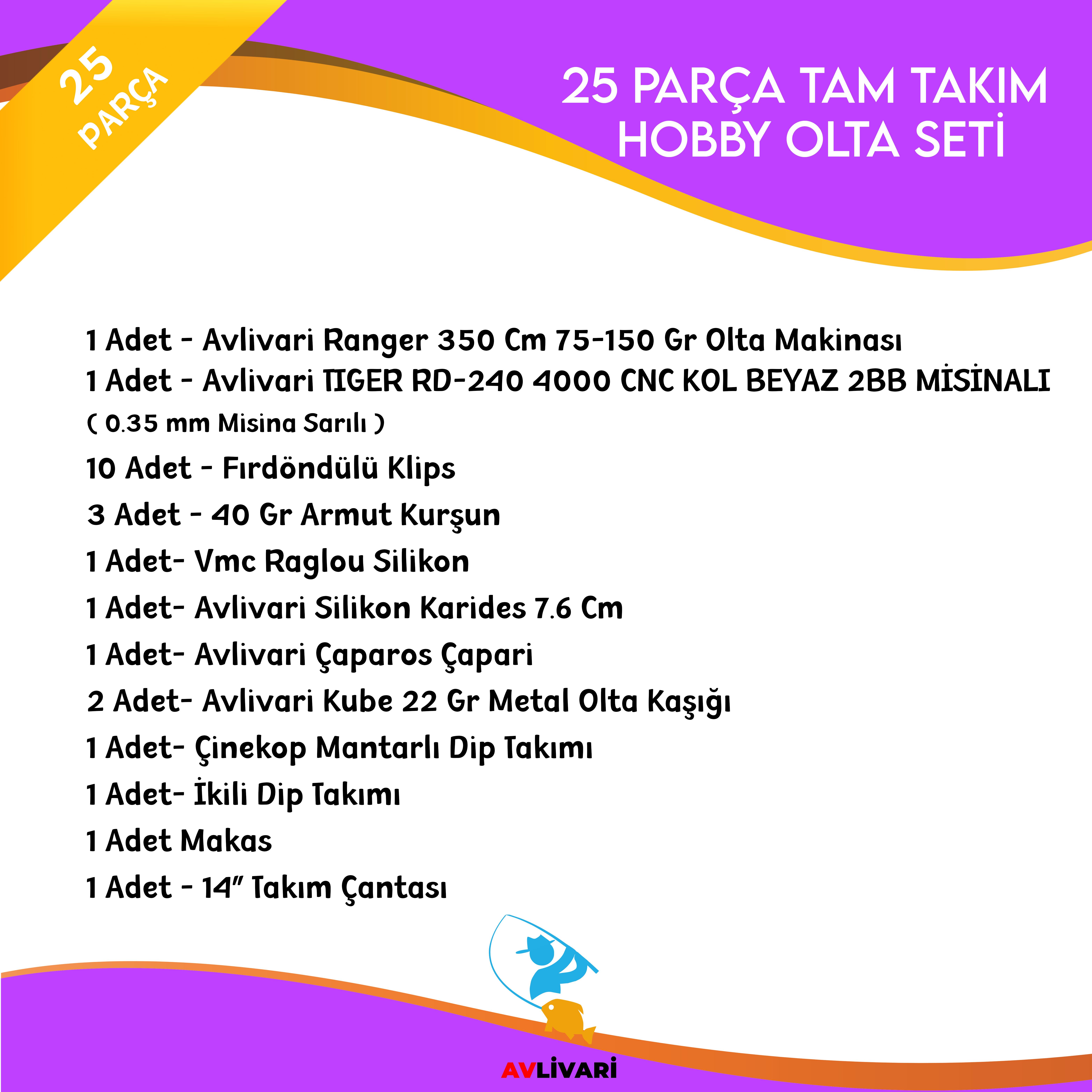 Avlivari Ranger 350 Mt 75-150 Gr Avlivari Tiger 4000 Olta Makinası Tam Takım Olta Seti