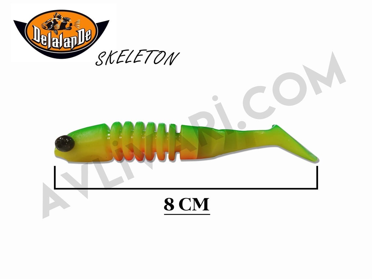 Delalande Skeleton Fire Tiger 8cm Silikon Balık
