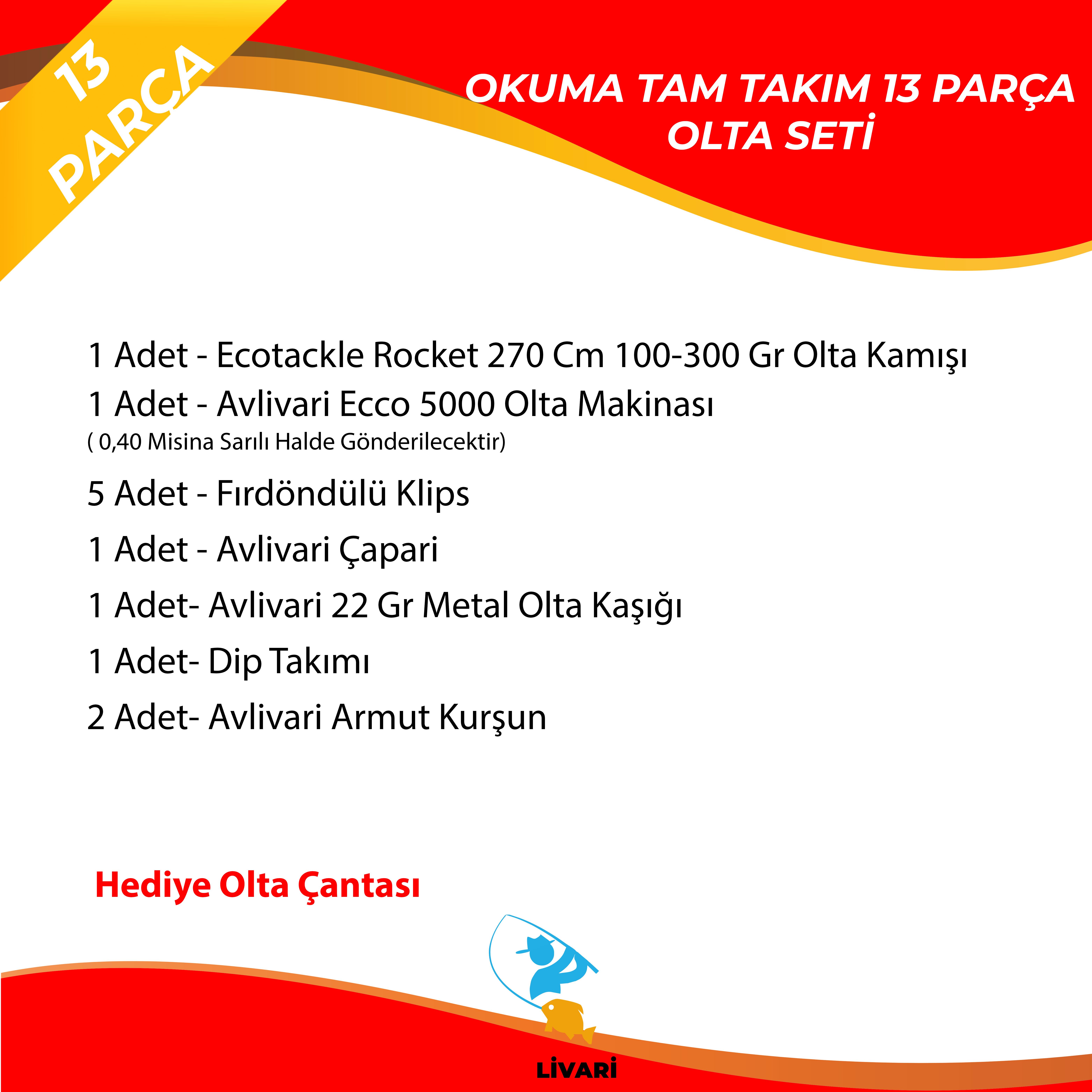 Ecotackle Rocket 270 cm 100-300 gr Olta Kamışı- Avlivari Ecco 5000 Olta Makinası Tam Takım Kıyı Hobi Usta Olta Seti