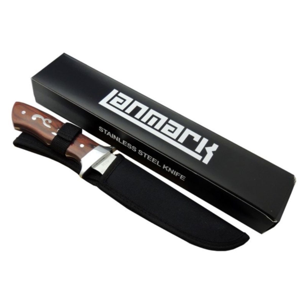 Lanmark A036 Kamp Bıçak 29 cm - İşlemeli Ahşap Sap, Kılıflı