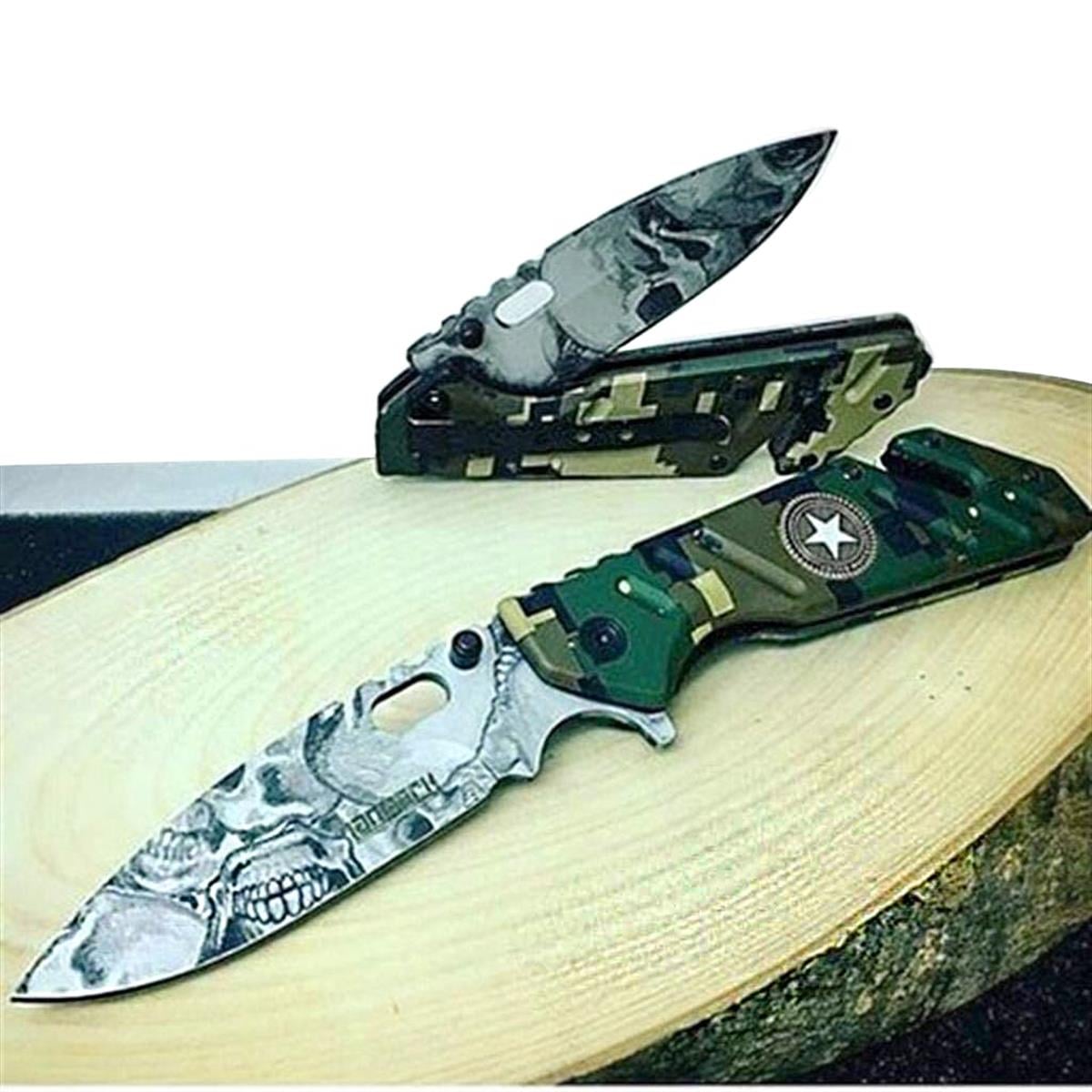 Lanmark Y-30 Kamuflaj ve Kurukafa Desenli Çakı