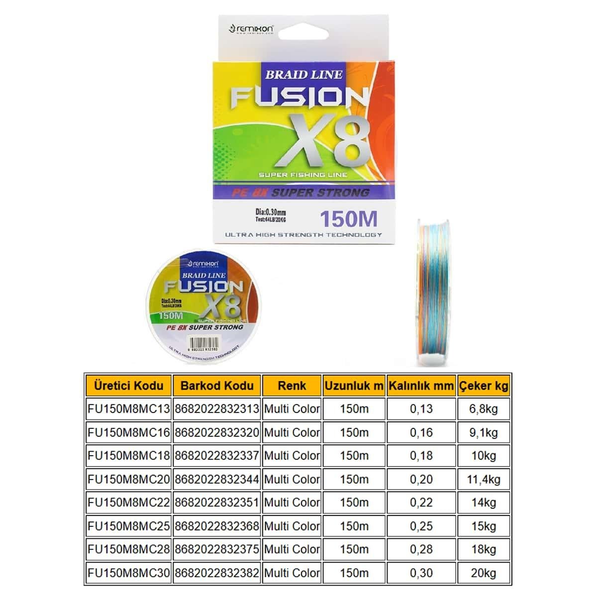 Remixon Fusion 150 Mt X8 Multi Color ip Misina