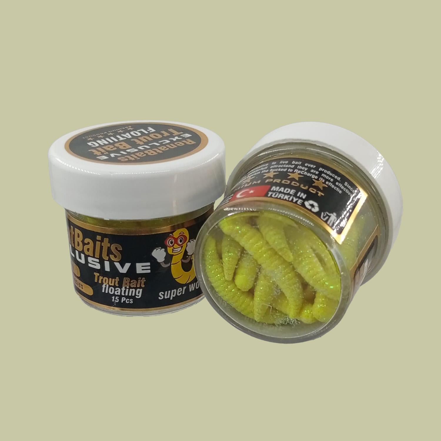 Renat Trout Bait Peynir Kokulu Silikon Kurtçuk Alabalık Yemi 15 Pcs - Limon Sarı