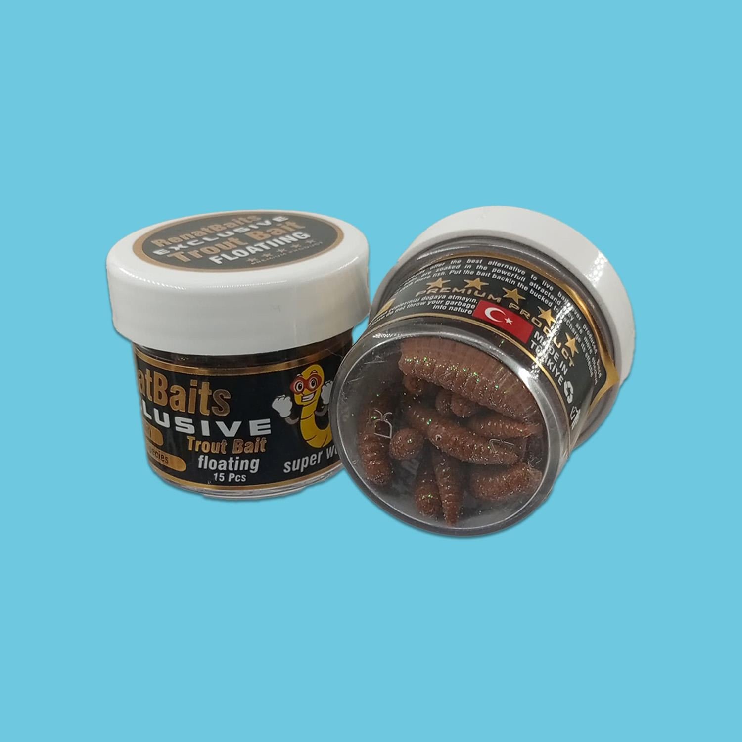 Renat Trout Bait Peynir Kokulu Silikon Kurtçuk Alabalık Yemi 15 Pcs - Kahverengi