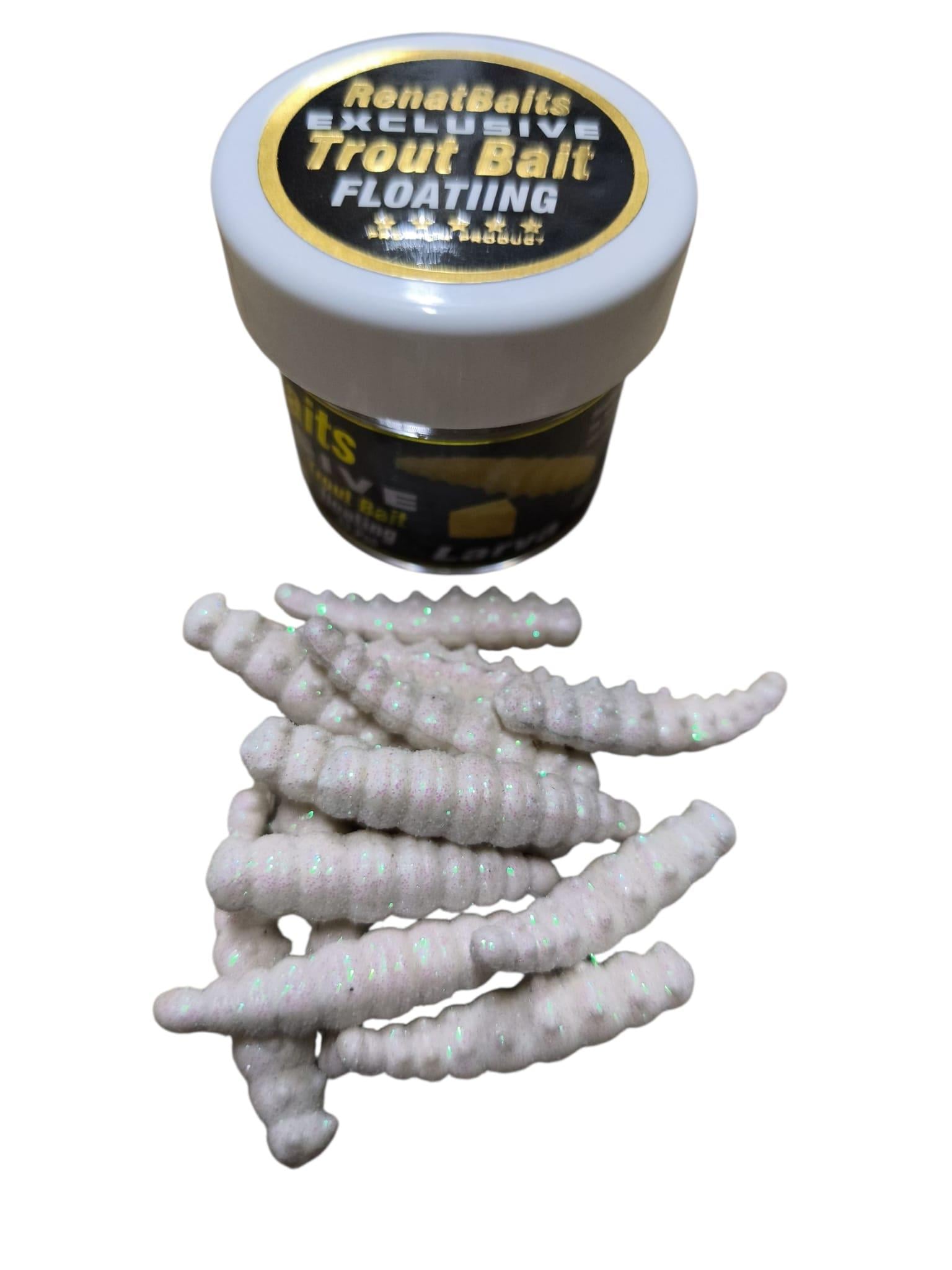 Renat Trout Bait Peynir Kokulu Silikon Larva Alabalık Yemi Beyaz