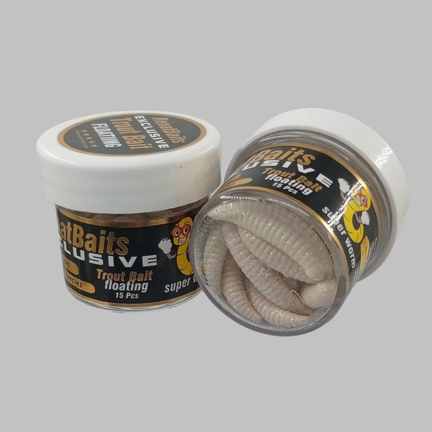 Renat Trout Bait Peynir Kokulu Silikon Kurtçuk Alabalık Yemi 15 Pcs - Beyaz