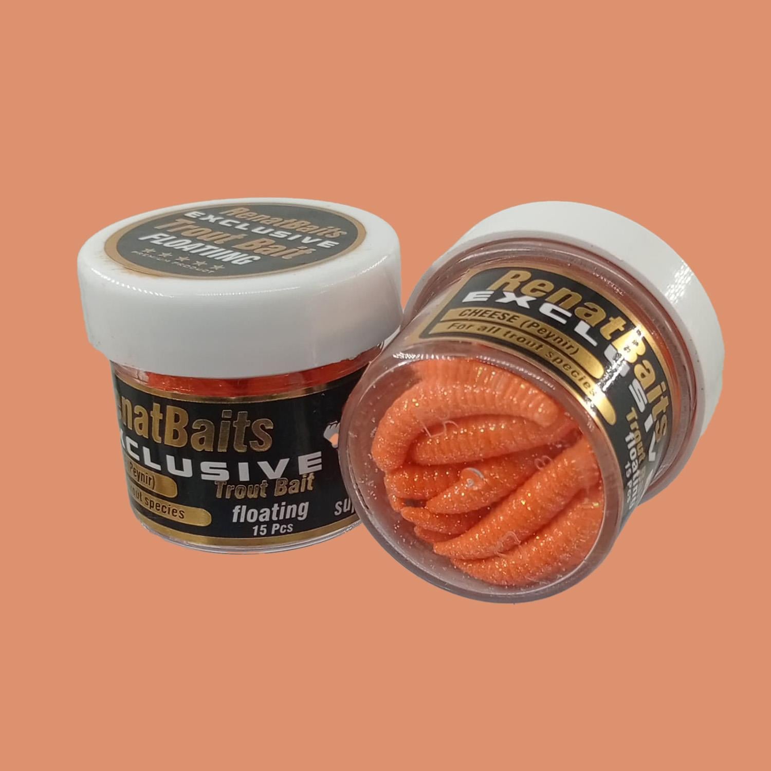 Renat Trout Bait Peynir Kokulu Silikon Kurtçuk Alabalık Yemi 15 Pcs - Turuncu