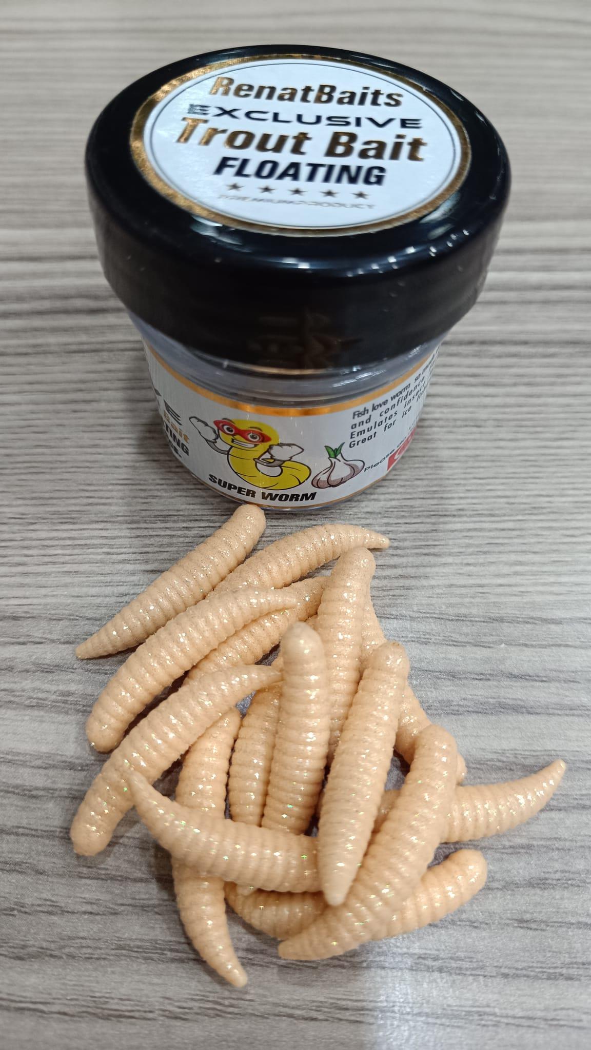 Renat Trout Bait Sarımsak Kokulu Silikon Kurtçuk Alabalık Yemi 15 Pcs - Krem Beyaz